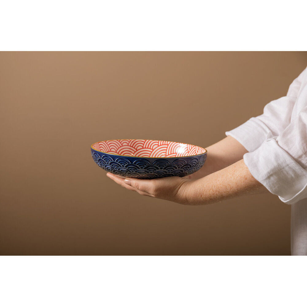 Mikasa Arched Pattern Ceramic Bowl Salad Serving Round Dinnerware 21cm Blue (4 Pack) — image 8