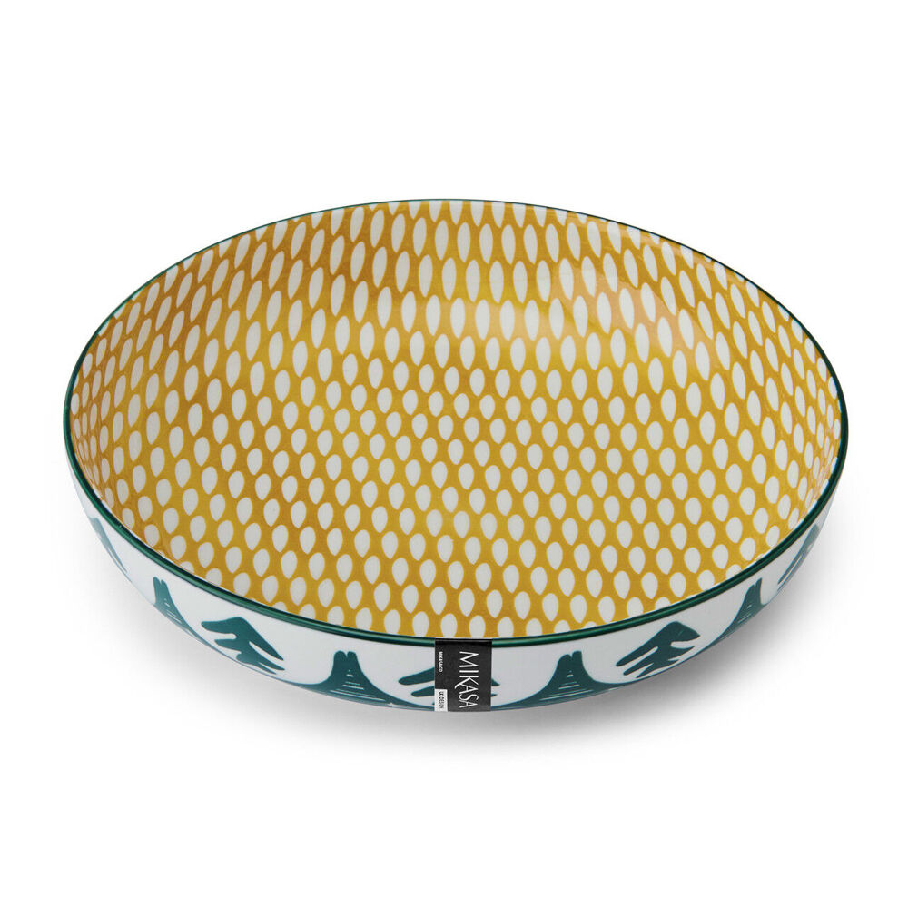 Mikasa Leafy Pattern Ceramic Bowl Salad Serving Round Dinnerware 21cm Green — image 4