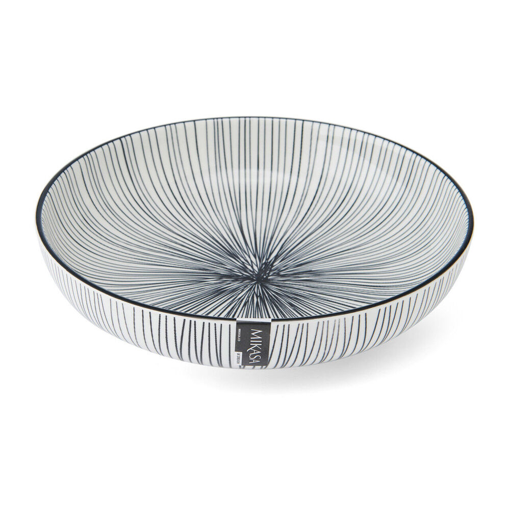 Mikasa Stripe Ceramic Bowl Dish Salad Serving Round Dinnerware 21cm Black — image 4
