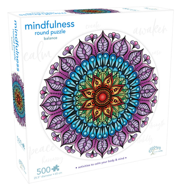 Mindful Living Mindfulness Balance Mandala Round Puzzle Game Kids 4y+ (500 Pieces)