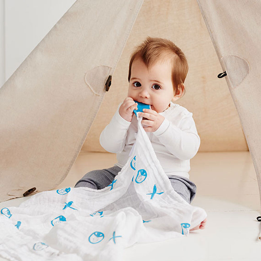 Matchstick Monkey Teething Gift Set Plush/Teether/Muslin Blanket Baby 3m+ Blue — image 6