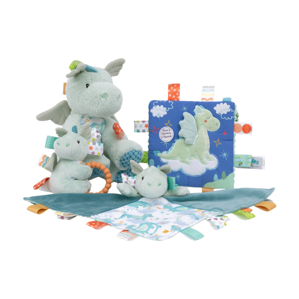 Mary Meyer Taggies Drax Dragon 33x33cm Plush Blanket Kids 0+ Toy Blue (2 Pack) — image 5