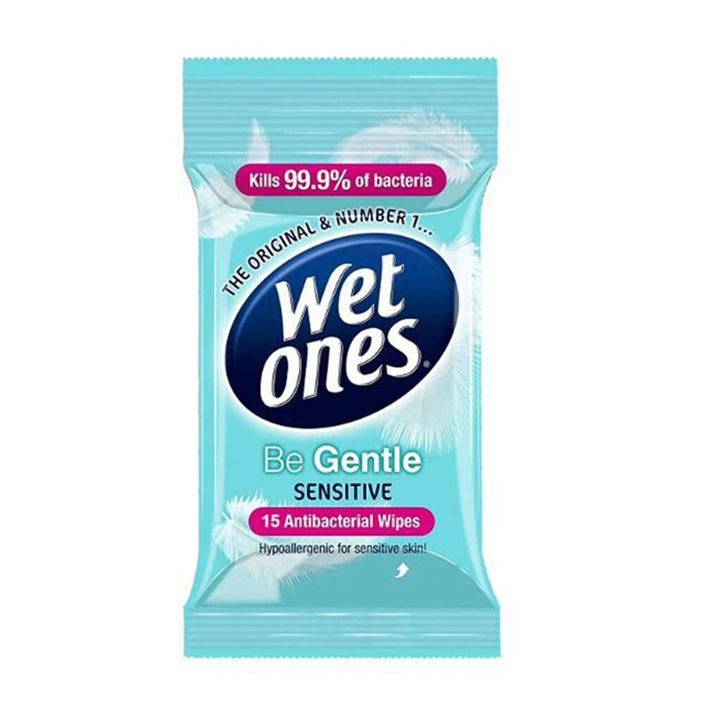 Wetones 15pc WetOnes Be Gentle Sensitive Surface Wipes Travelpack Antibacterial (10 Pack) — image 2