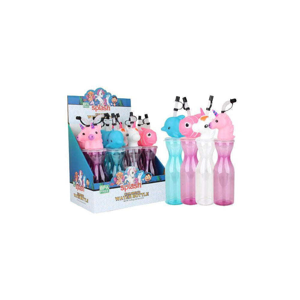 Splash 450ml w/ Straw Water Bottle Animal Children Drink Container Assorted — image 2