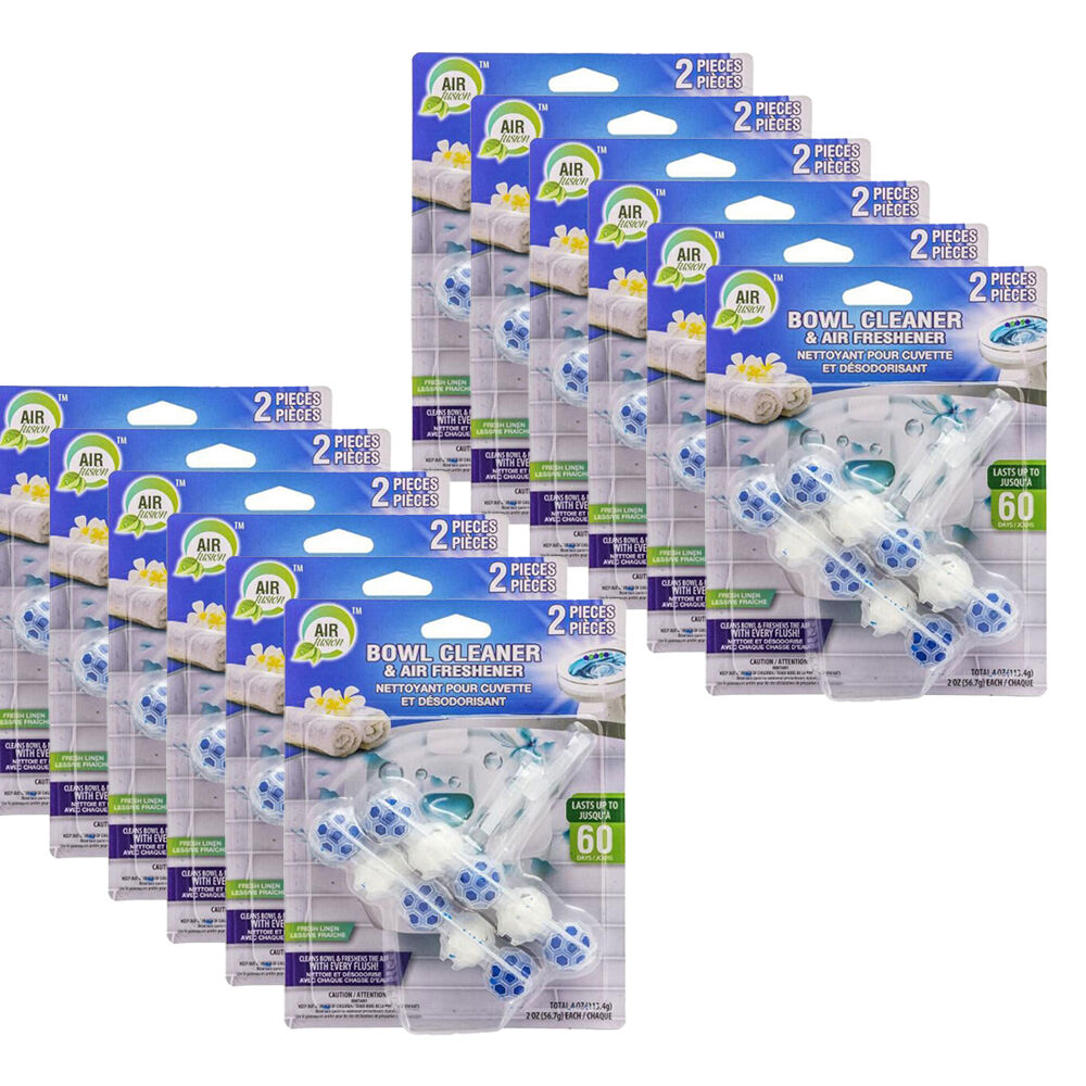 Air Fusion 2pc Fusion Toilet Bowl Cleaner & Air Freshener Odour Eliminator Fresh Linen (12 Pack)