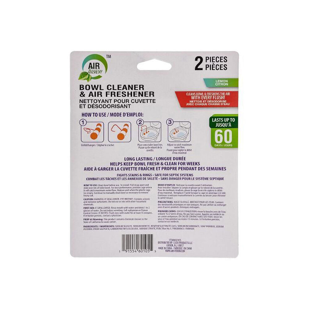 Air Fusion 2pc Air Fusion Toilet Bowl Cleaner & Air Freshener Odour Eliminator Lemon (12 Pack) — image 3