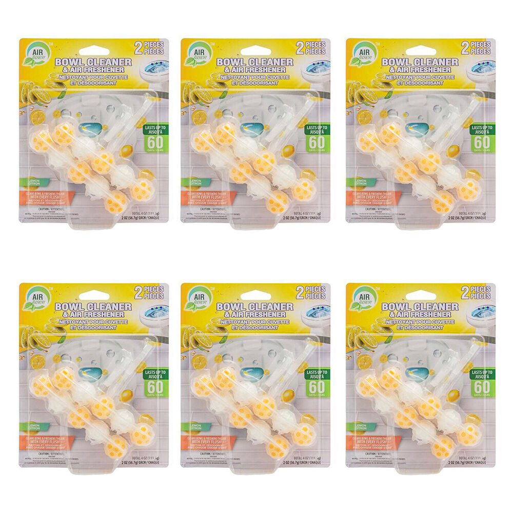 Air Fusion 2pc Air Fusion Toilet Bowl Cleaner & Air Freshener Odour Eliminator Lemon (6 Pack)