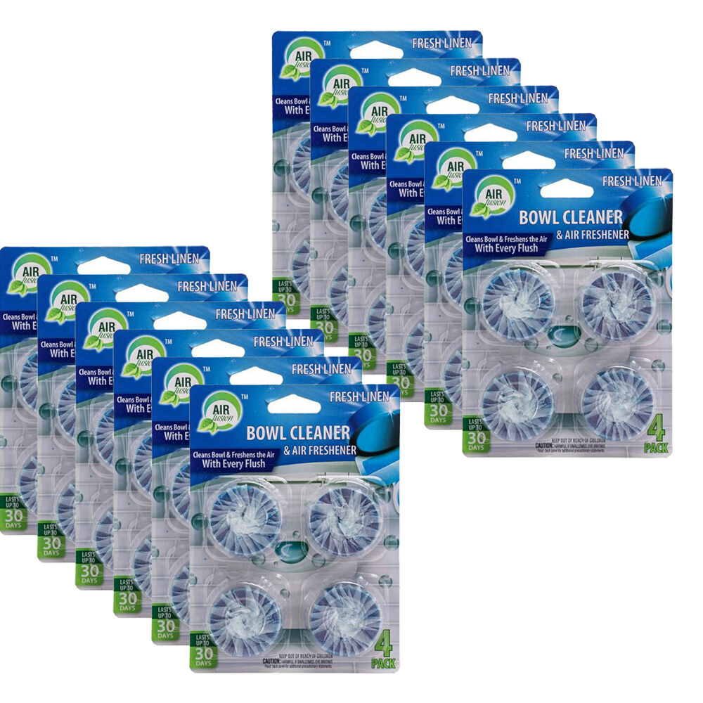 Air Fusion 4pc Air Fusion Toilet Bowl Cleaner & Air Freshener Odour Eliminator Linen (12 Pack)
