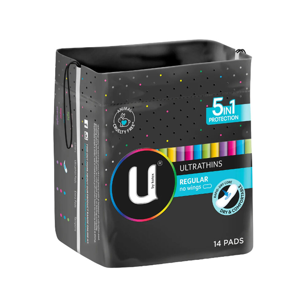 U BY Kotex 14pc U by Kotex Women Regular Winged Pads Sanitary Napkin Ultra Thin (6 Pack) — image 2