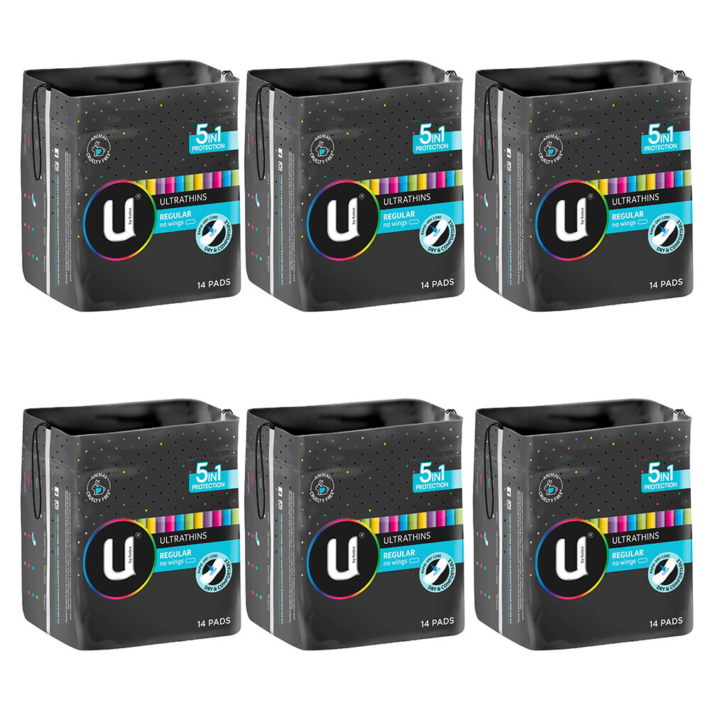 U BY Kotex 14pc U by Kotex Women Regular Winged Pads Sanitary Napkin Ultra Thin (6 Pack)