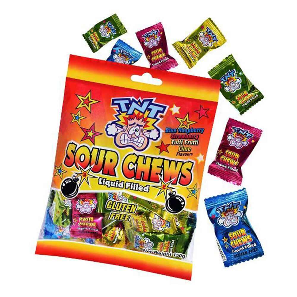 TNT Liquid Filled Sour Chews Variety Pack Candy Lollies 150g Assorted (12 Pack) — image 2