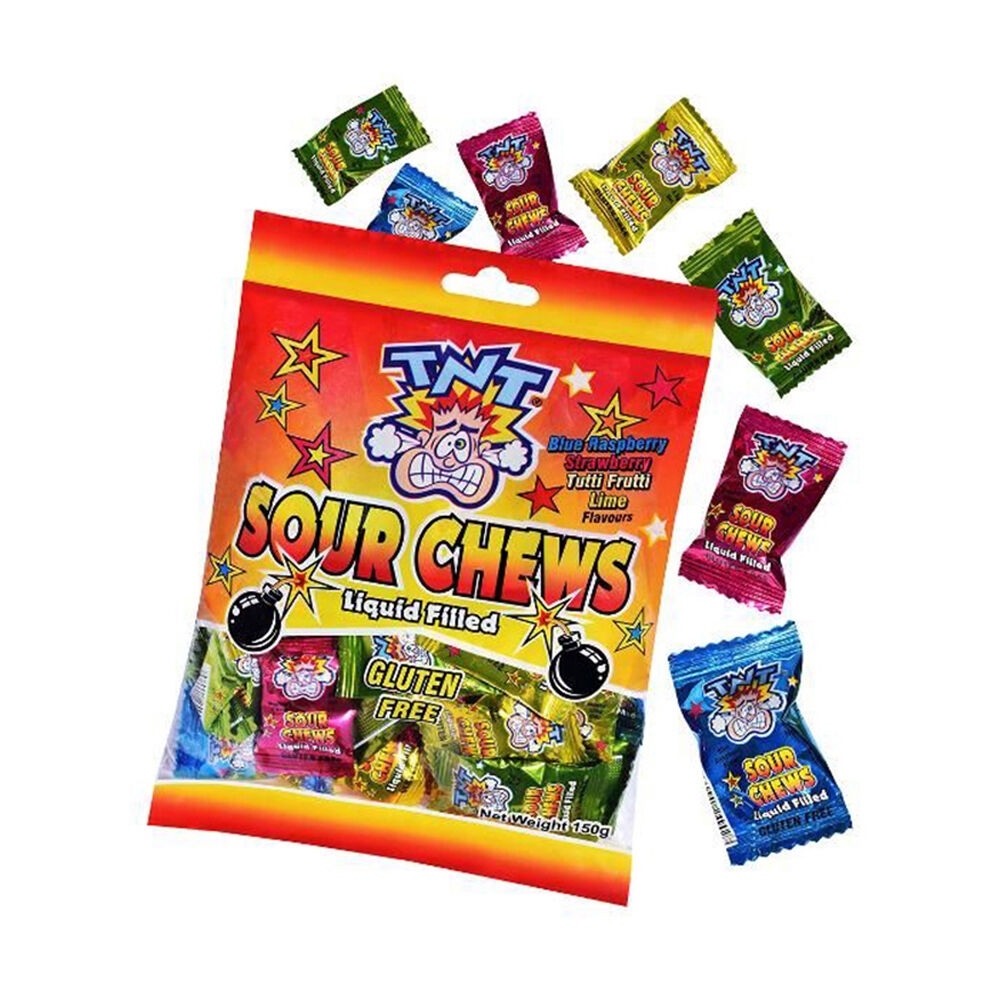 TNT 150g Candy Lollies Liquid Filled Sour Chews Variety Pack Assorted
