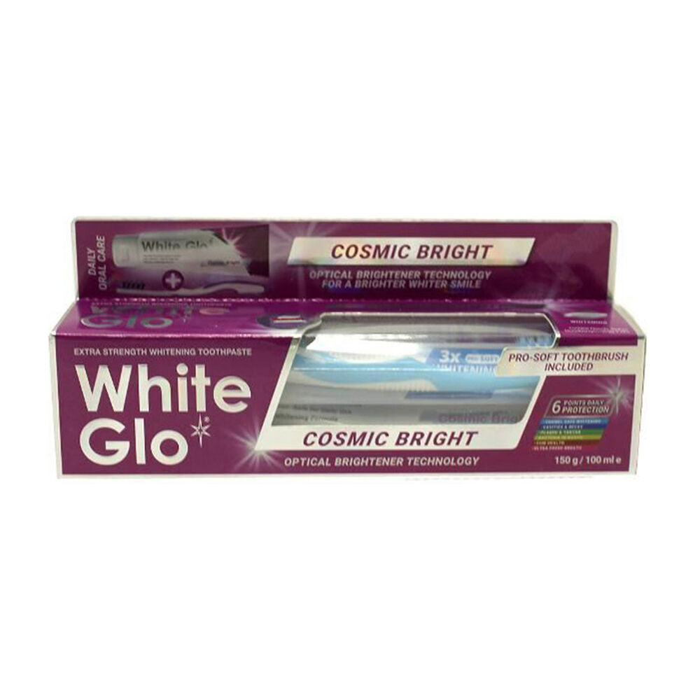 White Glo Whitening Toothpaste & Toothbrush Dental Care Set Cosmic Bright (2 Pieces)