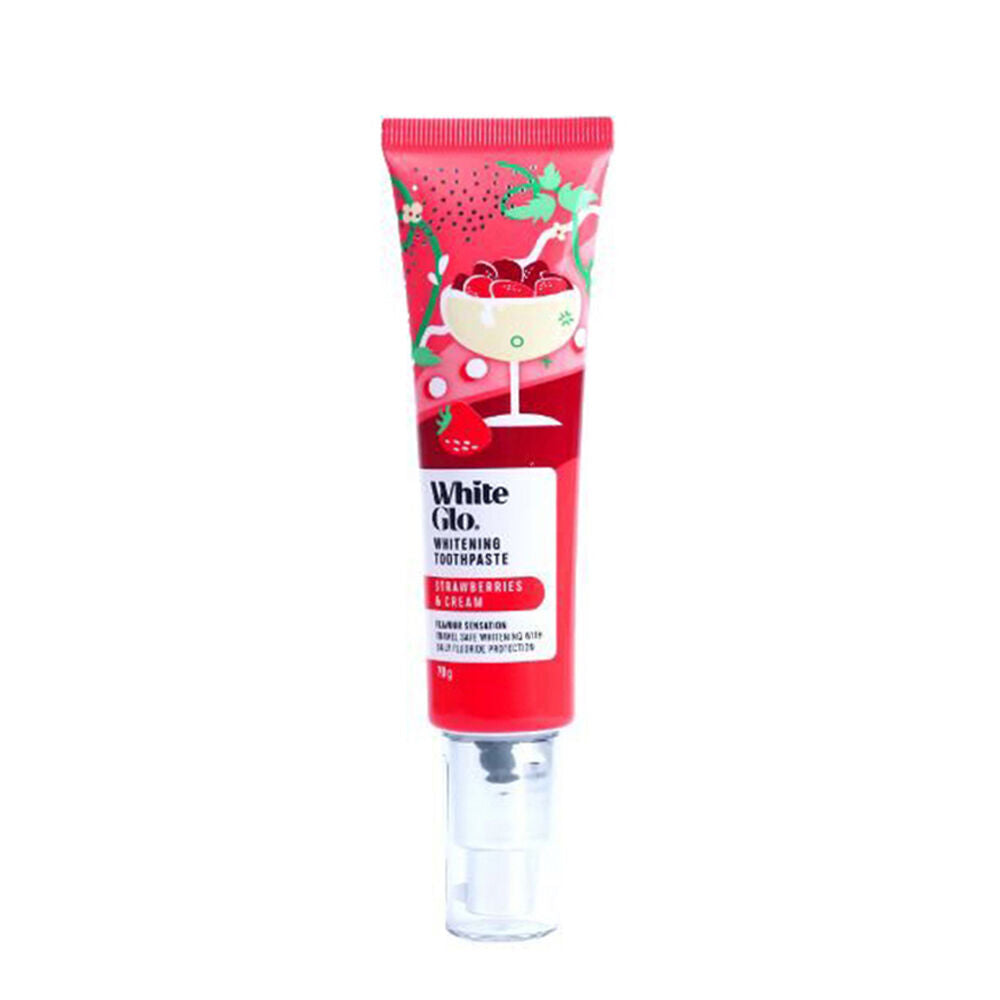 White Glo 70g Strawberries & Cream Flavoured Whitening Dental Care Toothpaste