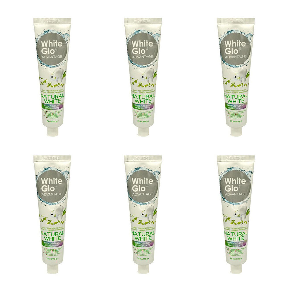 White Glo Advantage Natural Organic Whitening Dental Care Toothpaste 113g (6 Pack)