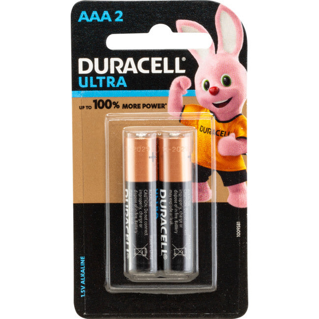 Duracell Ultra AAA Alkaline Battery 1.5V Multi Purpose f/ Clocks/Toys/Radios (2 Pieces)