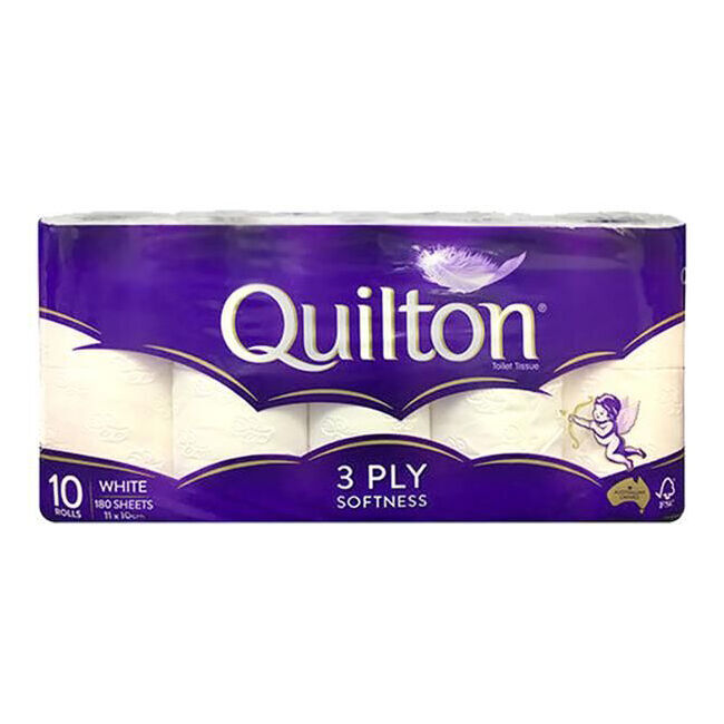 Quilton 10pc Quilton 180-Sheet Softness Tissue Roll 3-Ply White Toilet Paper (6 Pack) — image 2
