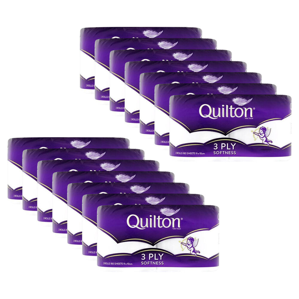Quilton 2pc Quilton 180-Sheet Softness Tissue Roll 3-Ply White Toilet Paper (14 Pack)