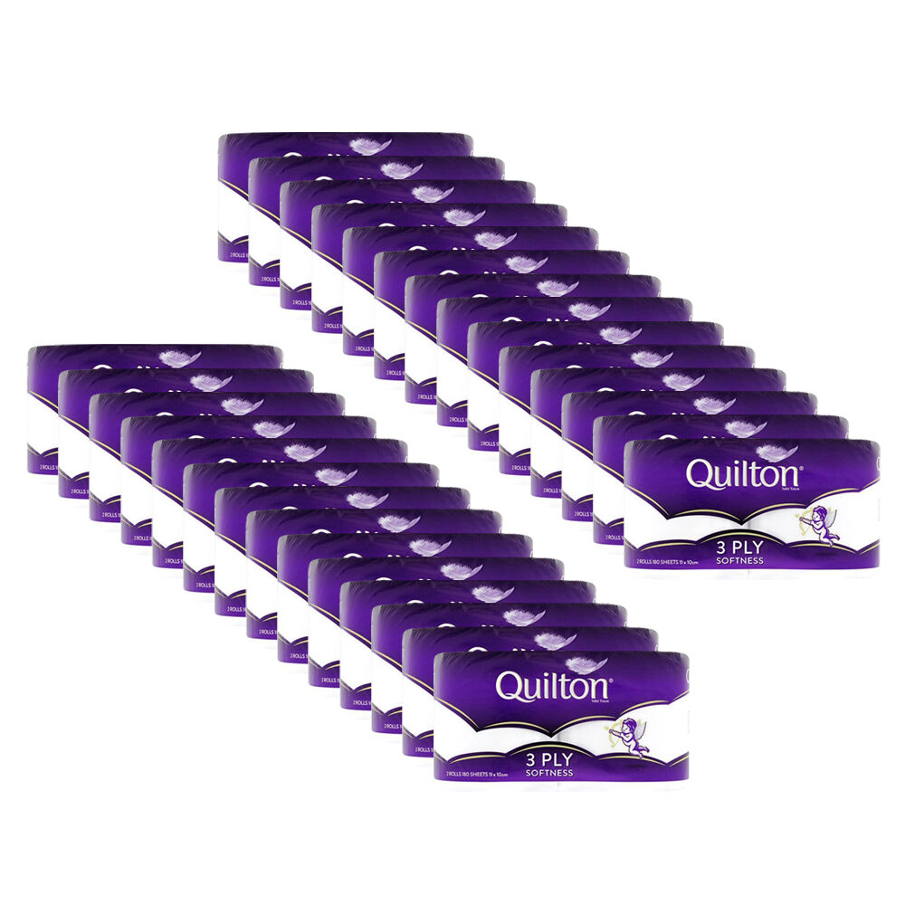 Quilton 2pc Quilton 180-Sheet Softness Tissue Roll 3-Ply White Toilet Paper (28 Pack)