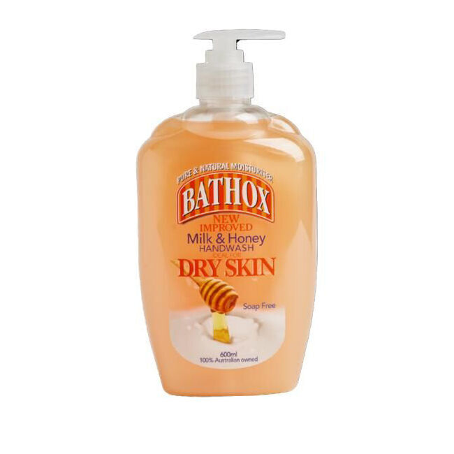 Bathox Handwash Liquid Pump Milk & Honey 600ml Nourishing For Dry Skin (12 Pack) — image 2