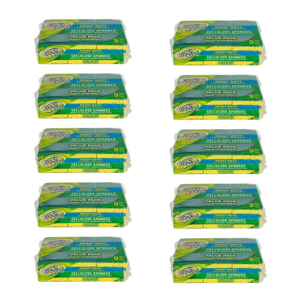Fresh Start 9pc Fresh Start Heavy Duty Cellulose Dishwashing Sponge Scourer Value Pack (10 Pack)