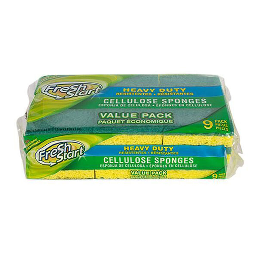 Fresh Start Heavy Duty Cellulose Dishwashing Sponge Scourer Value Pack (9 Pieces)