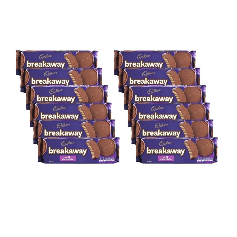 Cadbury Breakaway Milk Chocolate Crispy Wafers 180g Sweet Snack (12 Pack)