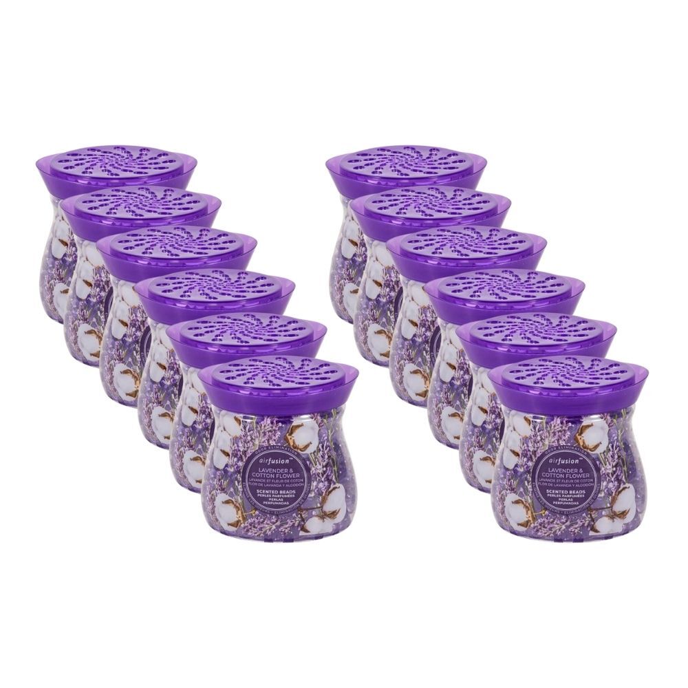 Air Fusion Crystal Scent Beads Lavender & Cotton Flower 397g Home Fragrance (12 Pack)