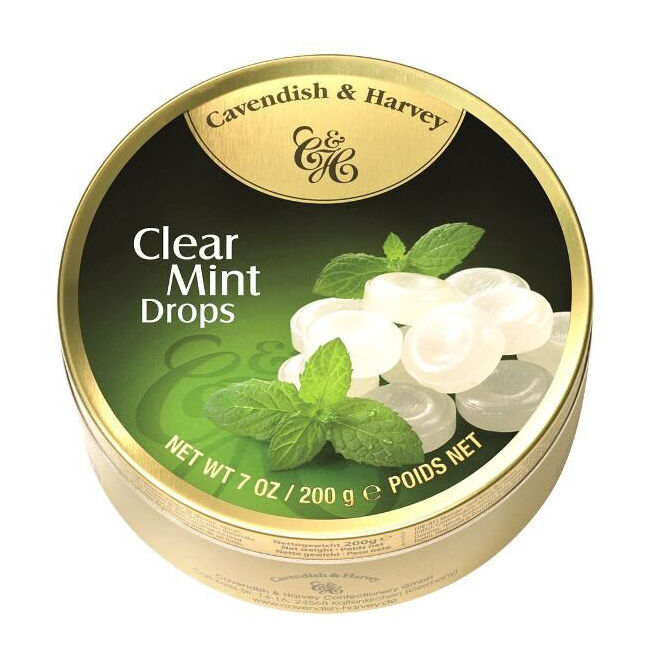 Cavendish & Harvey Sweet Confectionery Candy Lollies Clear Mint Drops 200g