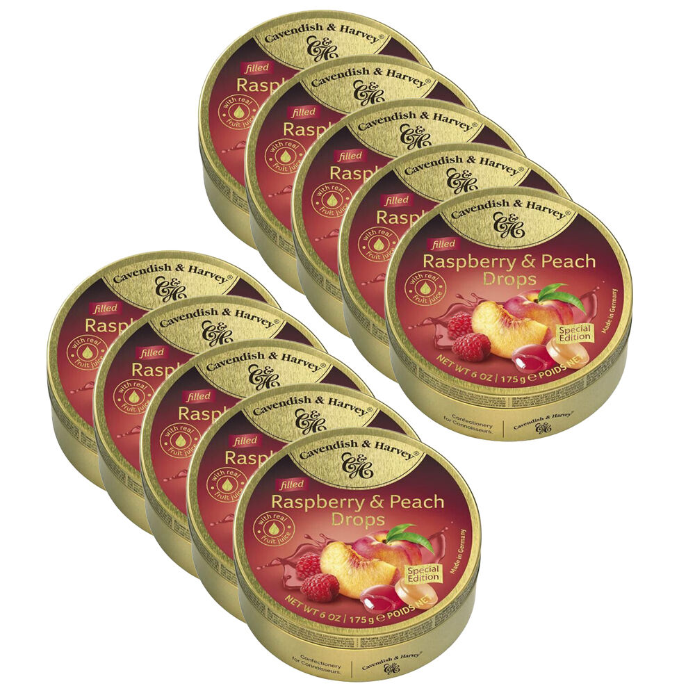 Cavendish & Harvey Raspberry Peach 175g Candy Lollies Sweet Confectionery (10 Pack)