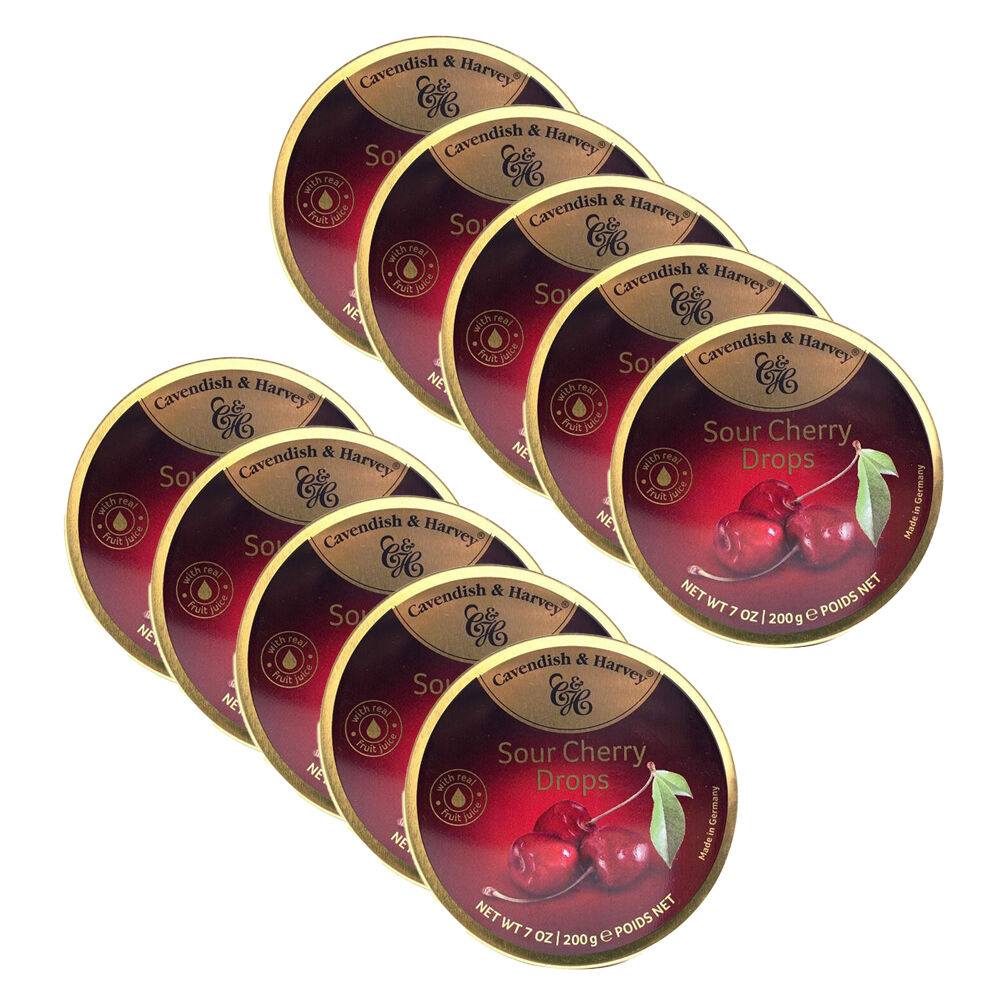 Cavendish & Harvey Sour Cherry 200g Candy Lollies Sweet Confectionery (10 Pack)