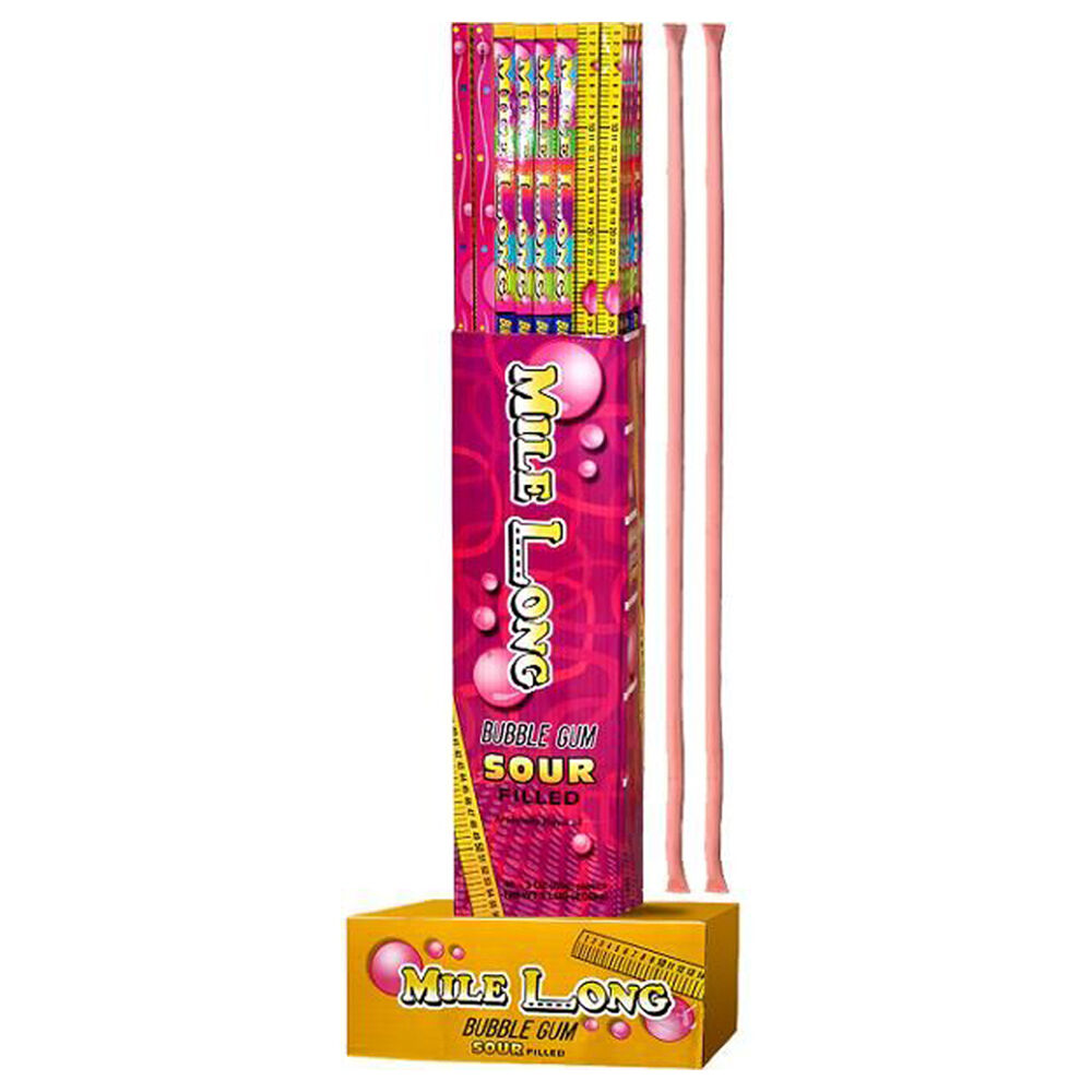 Mile Long 85g Pink Sour Filled Bubblegum Sticks Confectionery — image 2