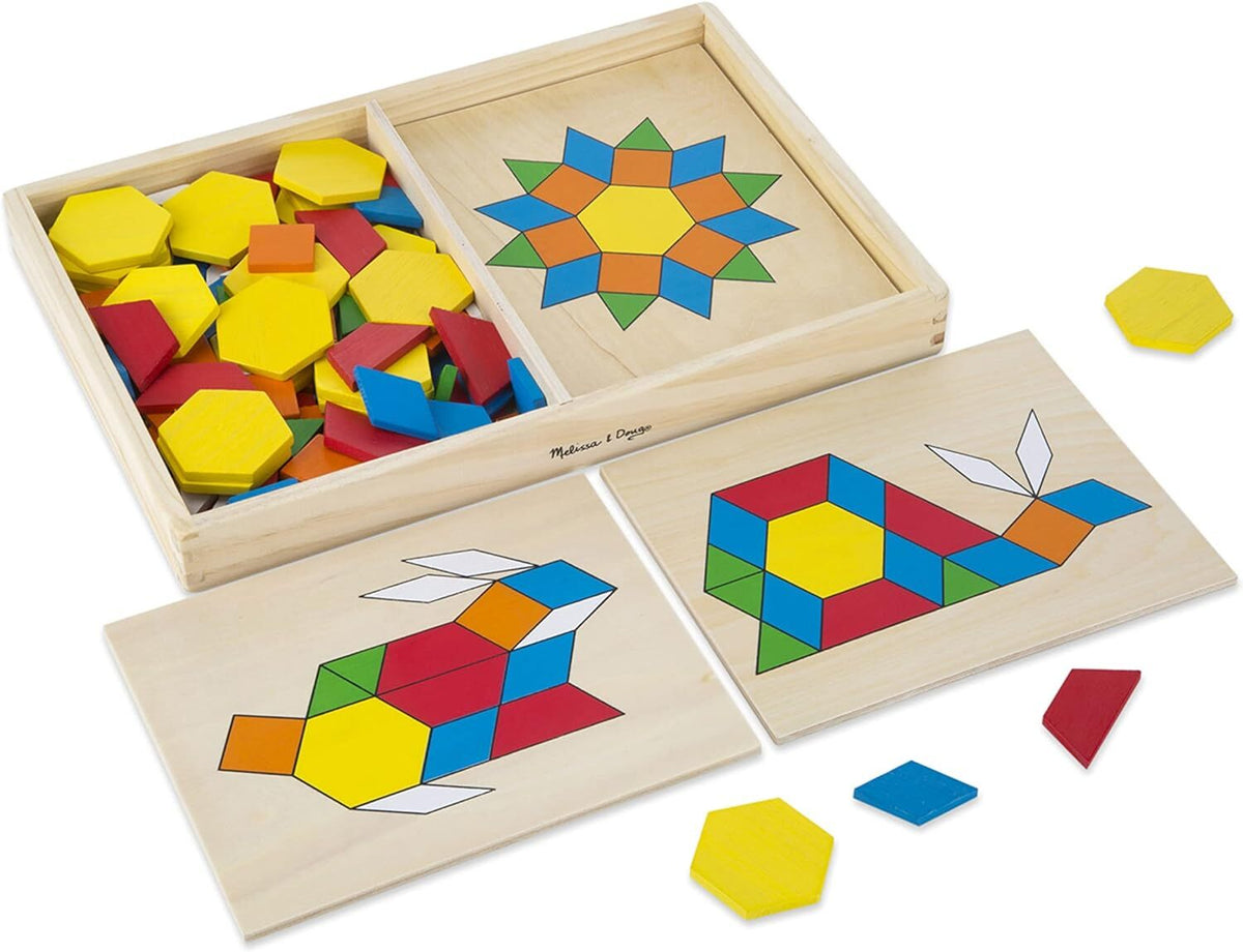 Melissa & Doug Wooden Pattern Blocks & Boards Shapes Kids/Children Toy 3y+ (120 Pieces)