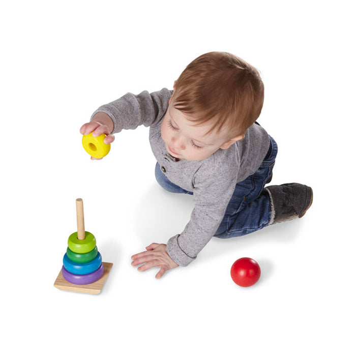 Melissa & Doug Rainbow Round Wooden Baby/Toddler Educational Stacker Rings/Tower — image 7