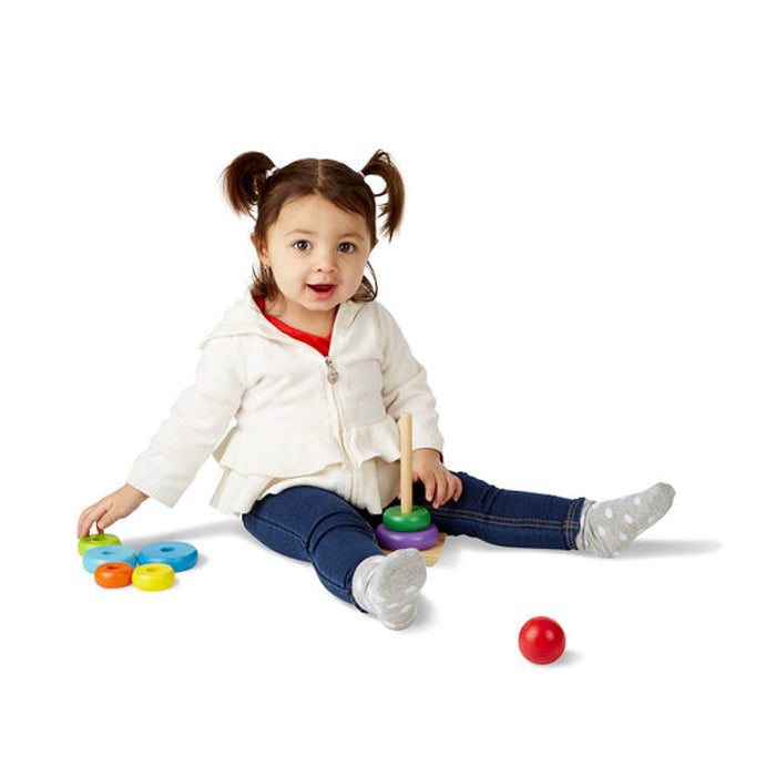 Melissa & Doug Rainbow Round Wooden Baby/Toddler Educational Stacker Rings/Tower — image 9