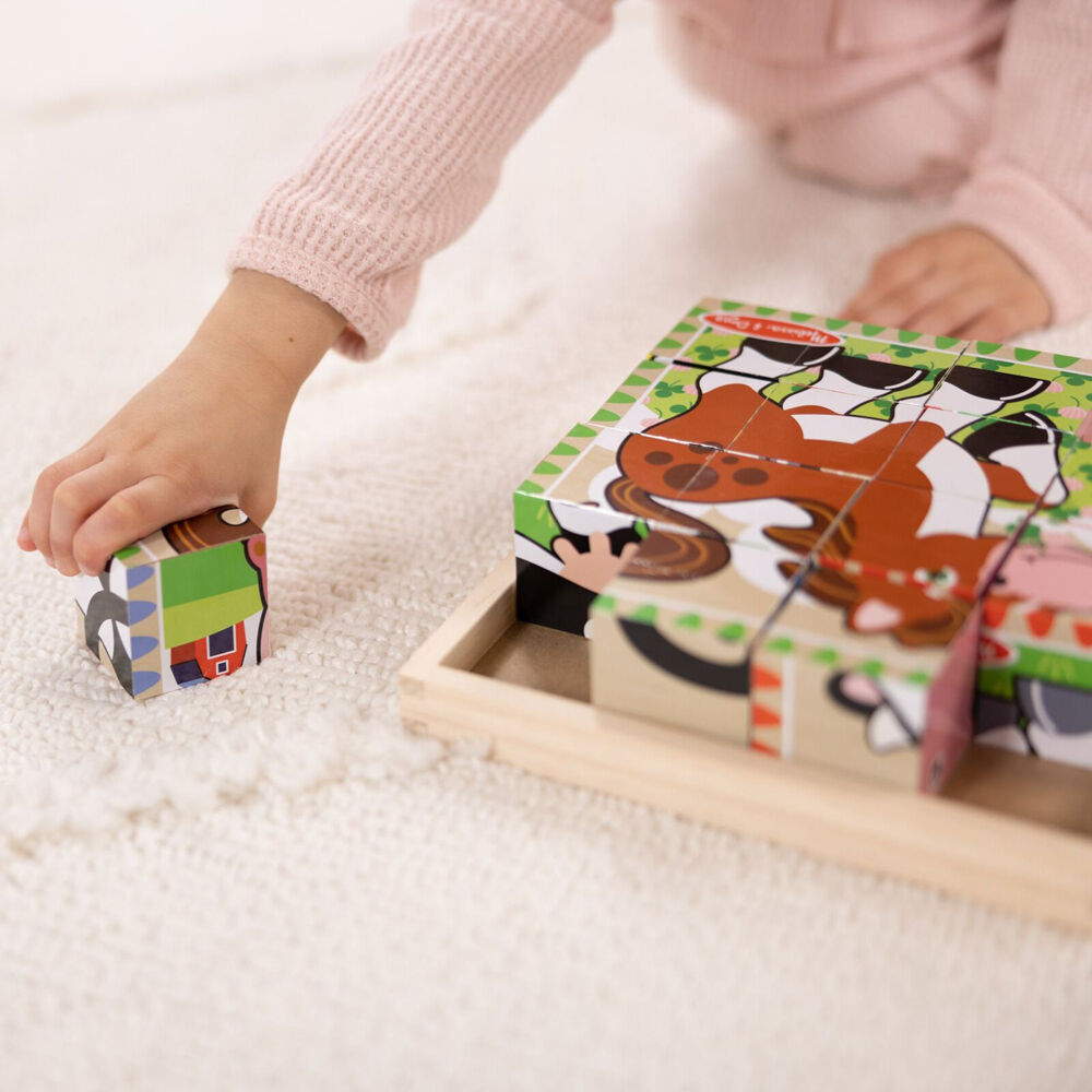 Melissa & Doug Cube Puzzle - Farm Animals Wooden Kids Toy Jigsaw 3y+ (16 Pieces) — image 3