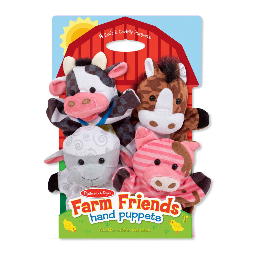 Melissa & Doug Hand Puppets - Farm Friends Kids Toy Role Play Game 2y+ (4 Pieces)
