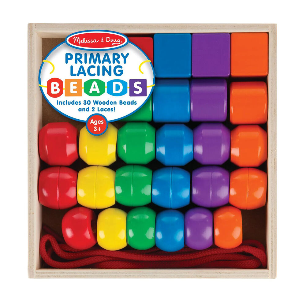 Melissa & Doug Multi-Colour Primary Lacing Beads Wooden Childrens Toy 3y+