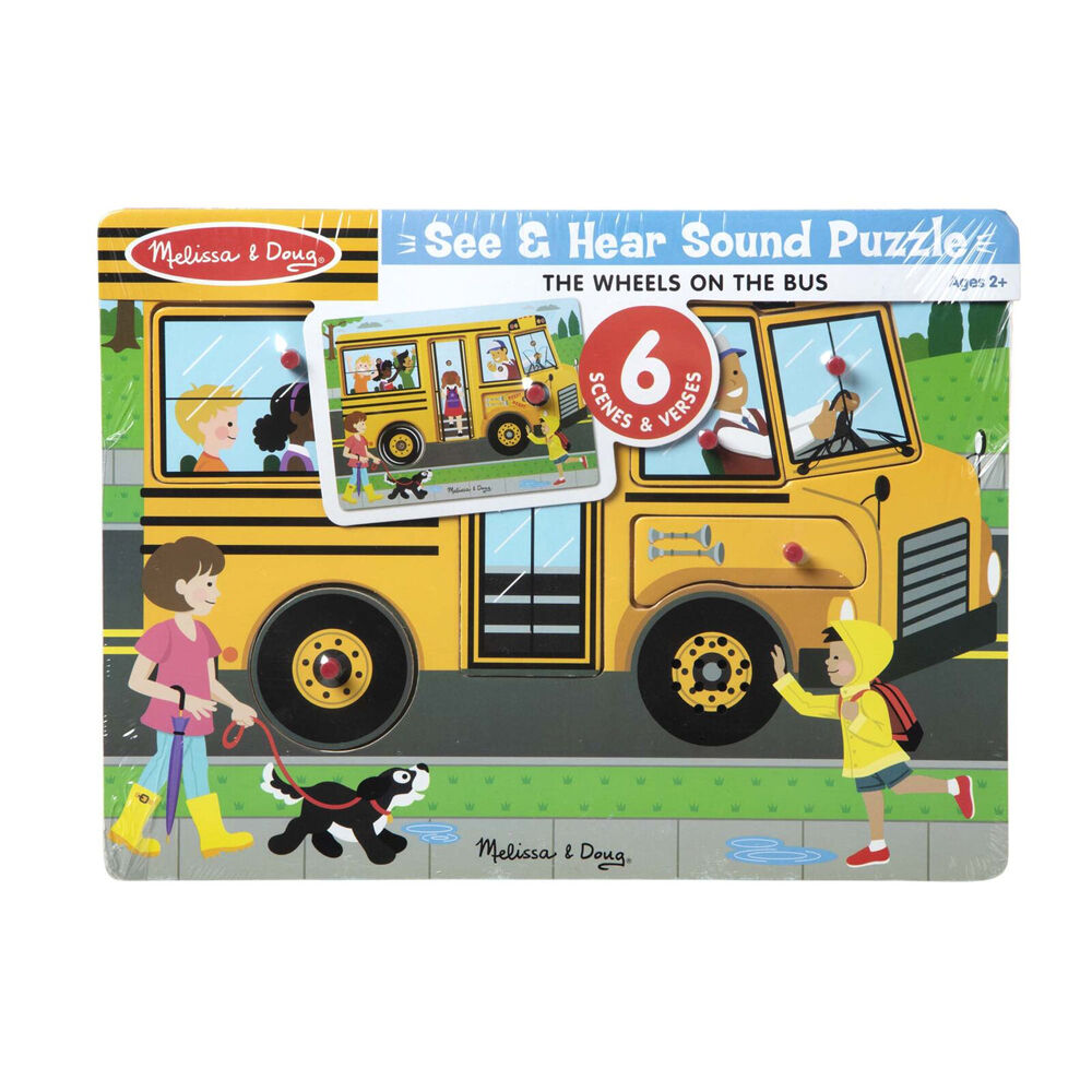 Melissa & Doug The Wheels on the Bus Song Wooden Sound Puzzle Jigsaw 2y+ (6 Pieces)