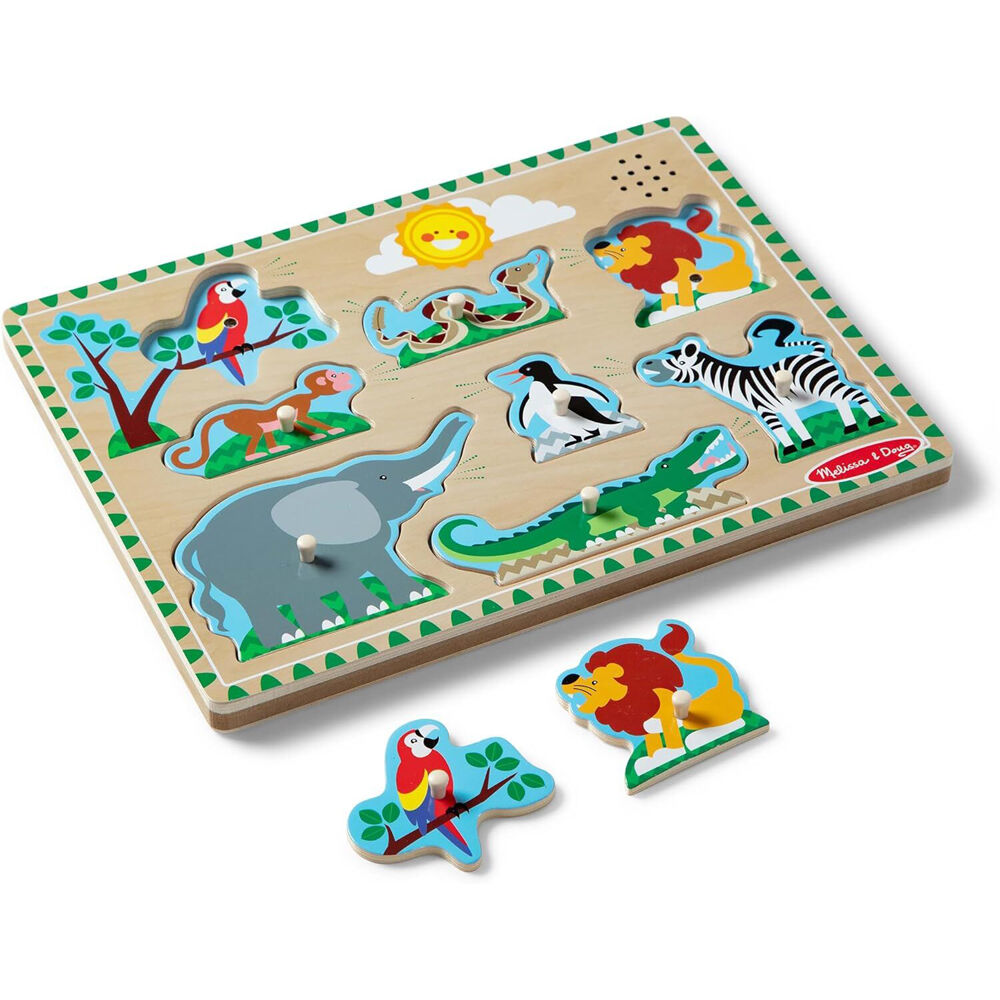 Melissa & Doug Zoo Animals Wooden Sound Puzzle Kids Toy Jigsaw 2y+ (8 Pieces) — image 2