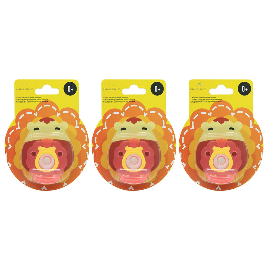 Marcus & Marcus Baby Marcus Lion 5.5cm Silicone Pacifier Dummy Soother 0+ Red (3 Pack)