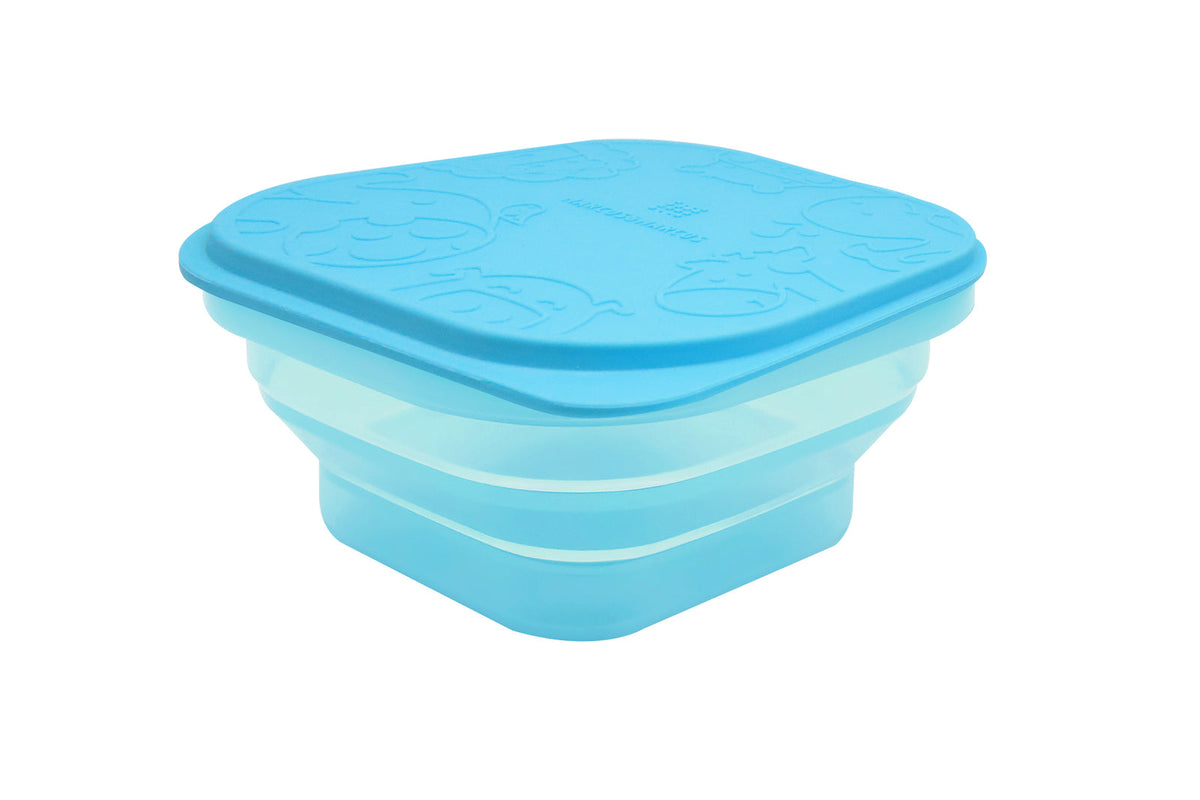 Marcus & Marcus Collapsible Snack Container Food Stroage Box w/Lid Silicone — Blue