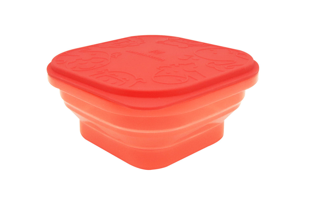 Marcus & Marcus Collapsible Snack Container Food Stroage Box w/Lid Silicone — Red