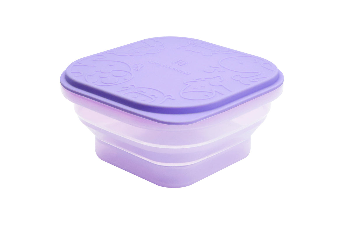 Marcus & Marcus Collapsible Snack Container Food Stroage Box w/Lid Silicone — Lilac