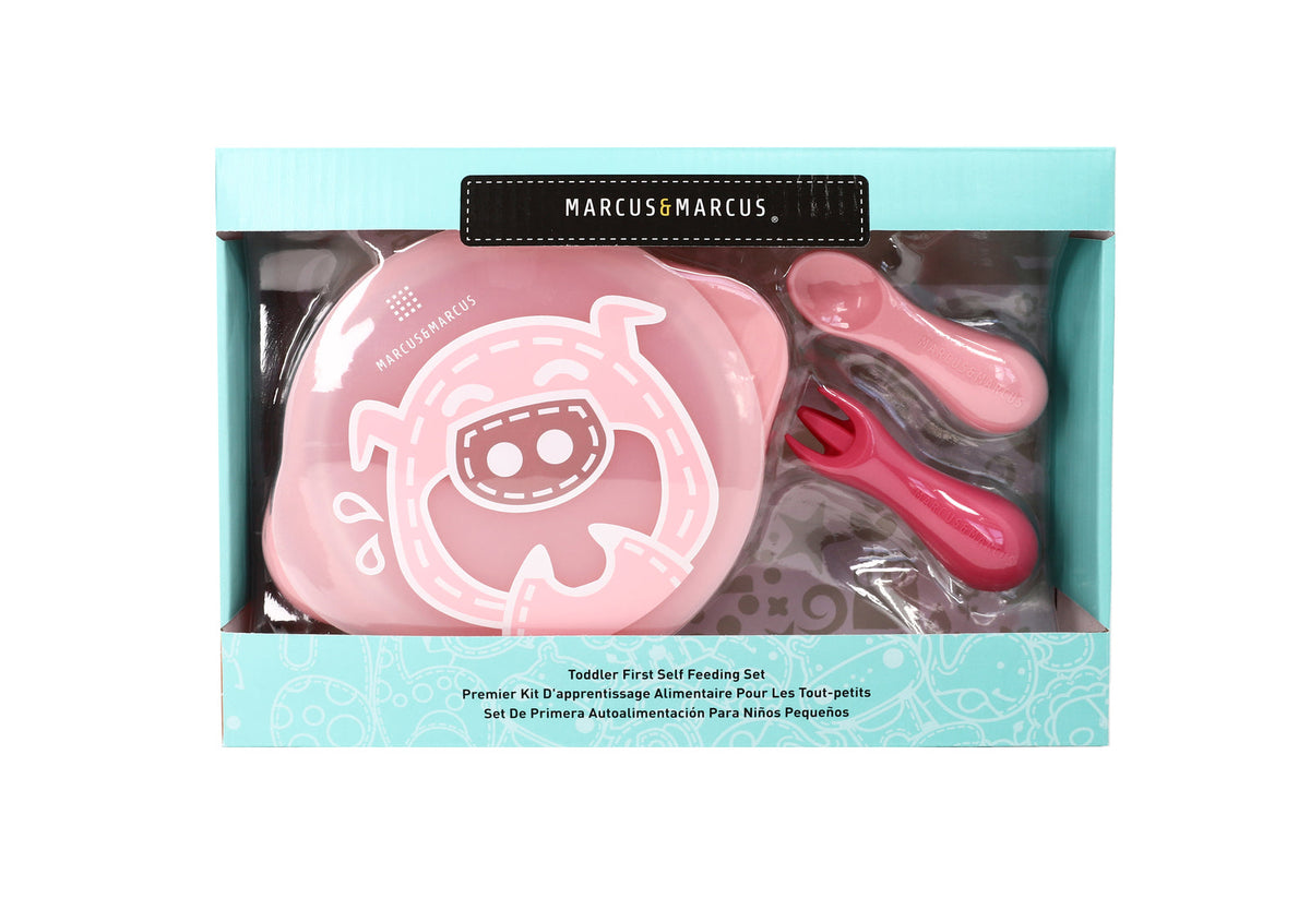 Marcus & Marcus Toddler First Self Feeding Bowl/Cutlery Set Piglet Pink 12m+ (3 Pieces) — image 2