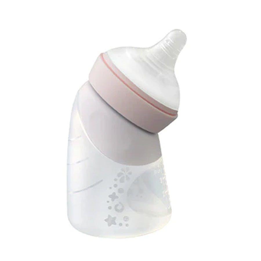 Marcus & Marcus Toddler/Children Silicone Angled Feeding Bottle & Spoon Pink 6M+ — image 2