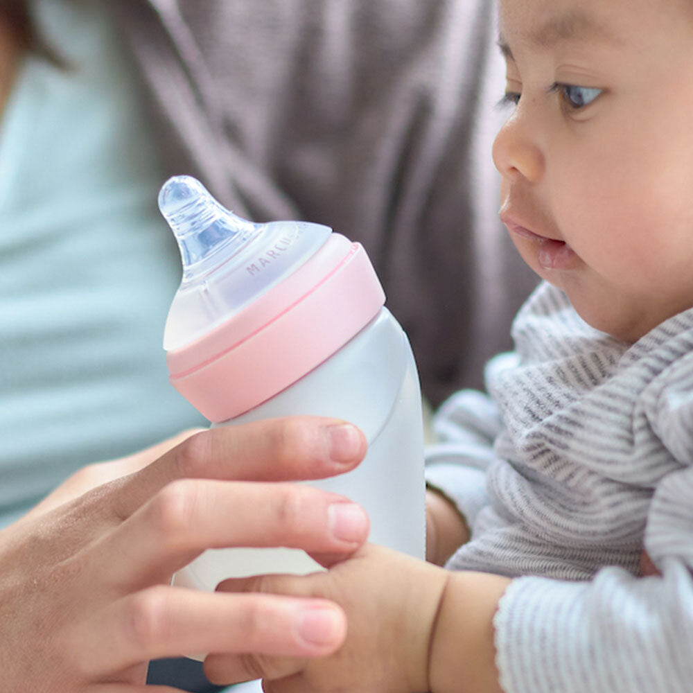 Marcus & Marcus Silicone Angled Feeding Pump Bottle & Breast Pump 120ml Pink 0+ — image 2