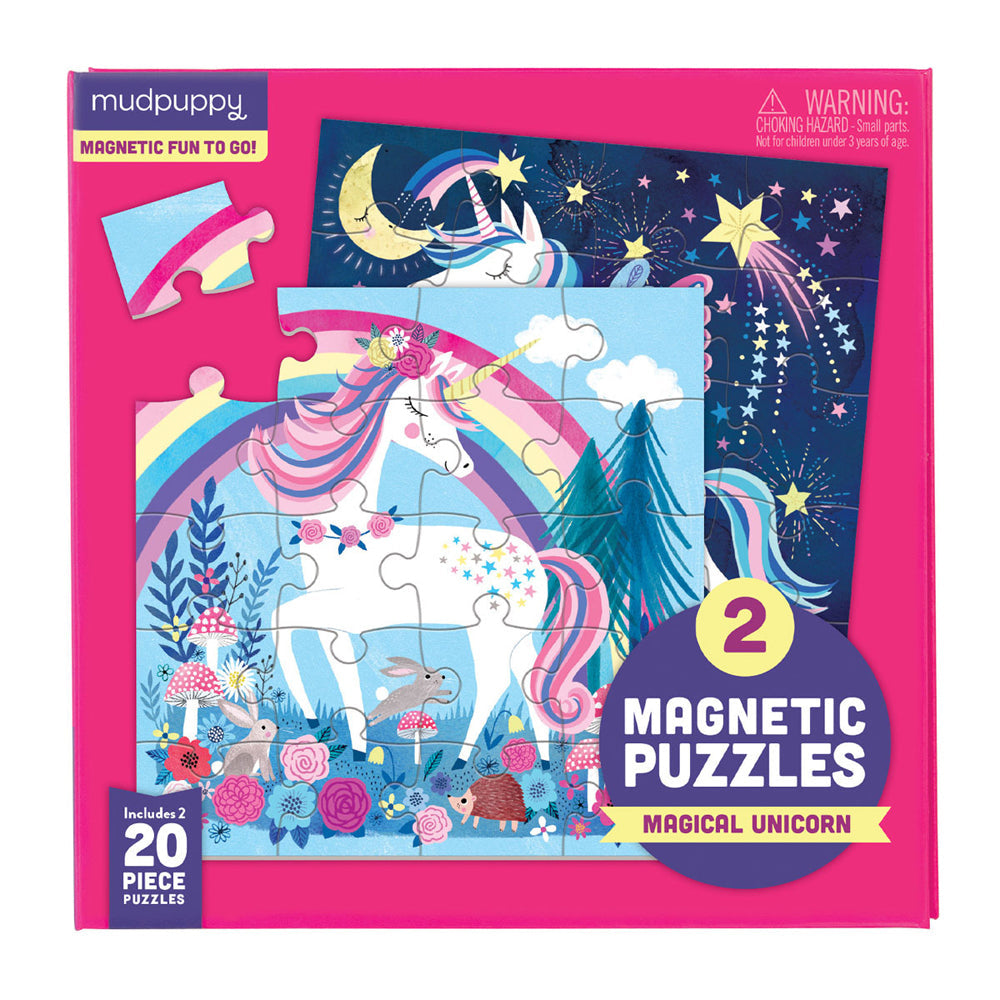 Mudpuppy 20pc Mudpuppy Magnetic Jigsaw Puzzle 17x17cm Magic Unicorn Kids Play Game 3+ (2 Pack) — image 2