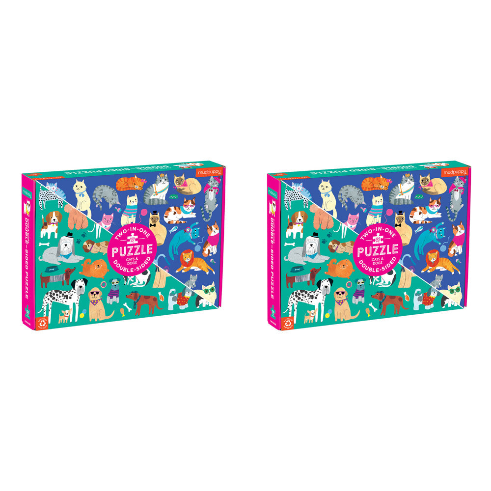 Mudpuppy 100pc Mudpuppy Double-Sided Puzzle Cats & Dogs 55x42cm Educational Game 6+ (2 Pack)
