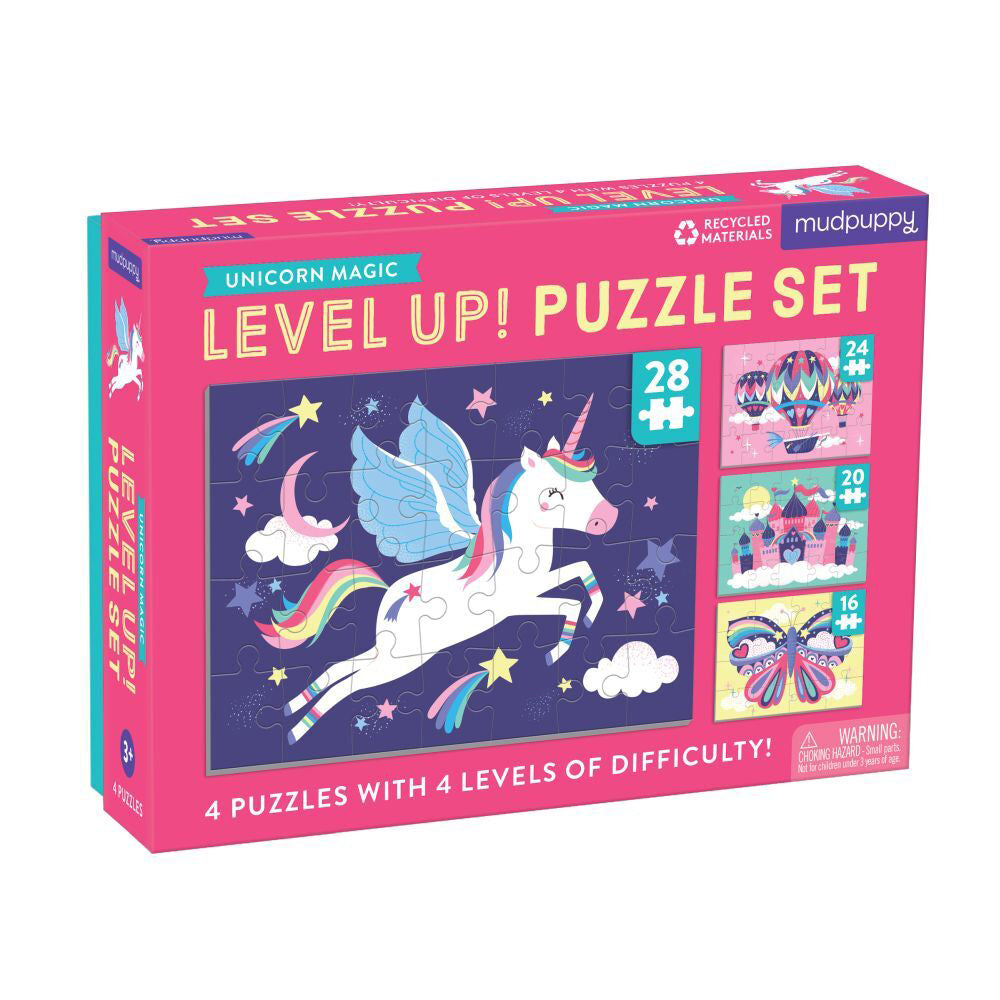 Mudpuppy Level Up Kids/Children 4 Jigsaw Puzzle Game Toy Set Unicorn 3y+ (2 Pack) — image 2